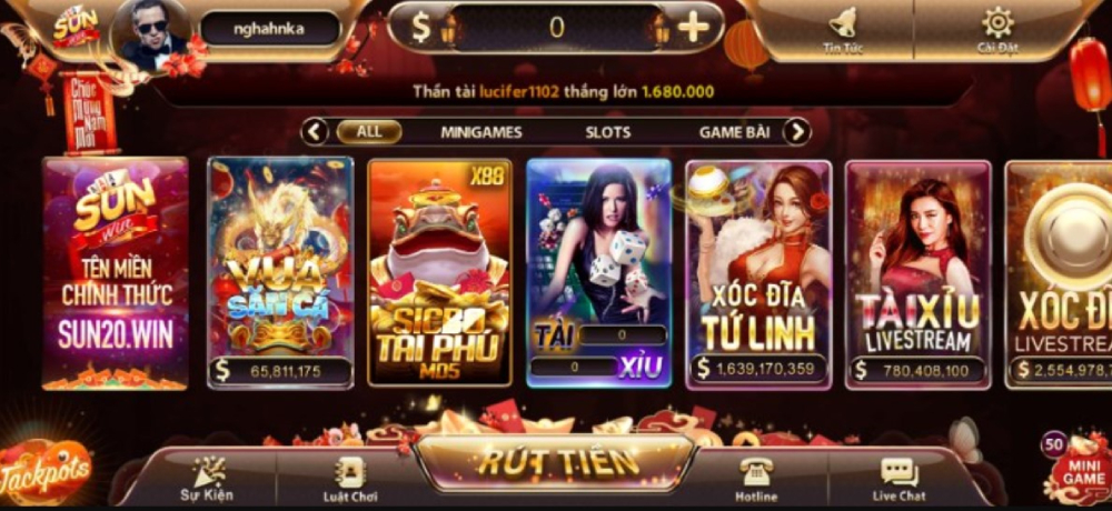 Kho trò chơi đa dạng thể loại tại Sunwin